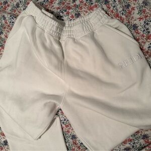 White Sweatpants with Embroidered Bride Logo